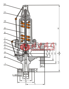 高压全启式安全阀结构图