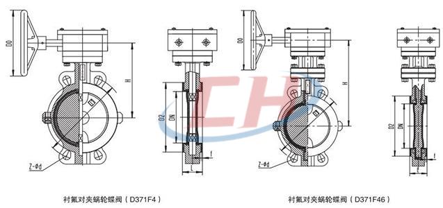 防爆电动衬氟对夹蝶阀结构图