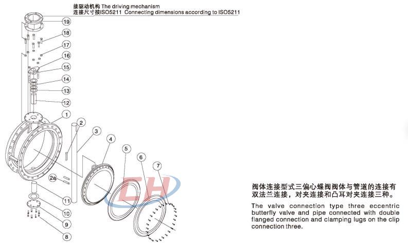 三偏心对夹蝶阀结构图