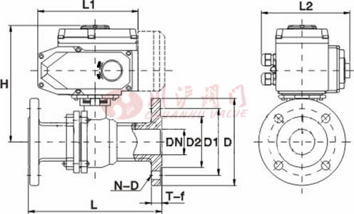 电动法兰球阀结构图