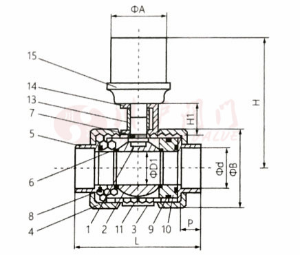 电动塑料球阀结构图