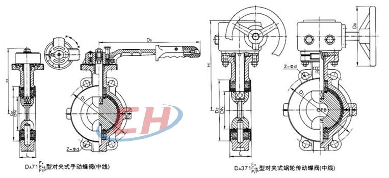 衬氟对夹蝶阀结构图