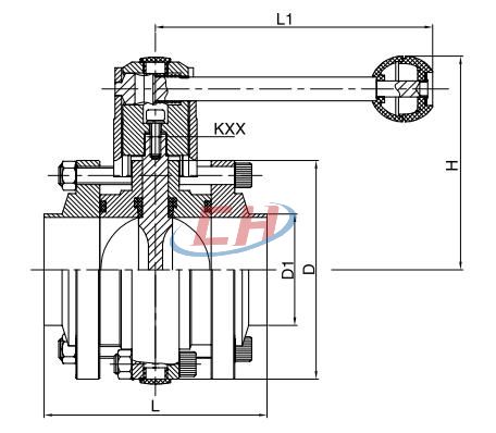 卫生级焊接蝶阀结构图