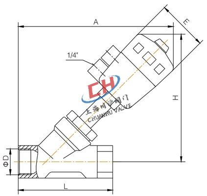 P1内螺纹气动角座阀结构图