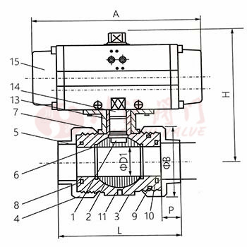 气动塑料球阀结构图