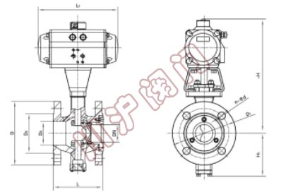 气动V型调节球阀 结构图