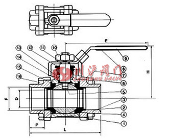 三片式焊接球阀结构图