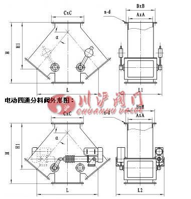 电动三通分料阀 结构图